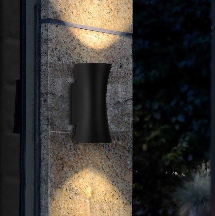 Уличный настенный светодиодный светильник Dual черного цвета - лучшие Настенные уличные светильники в INMYROOM