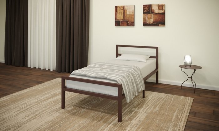 Кровать металлическая Наргиз 90х190 коричневого цвета - купить Кровати для спальни по цене 14410.0