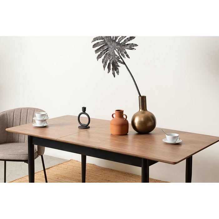 Стол обеденный раскладной Shayne черно-коричневого цвета - купить Обеденные столы по цене 29000.0