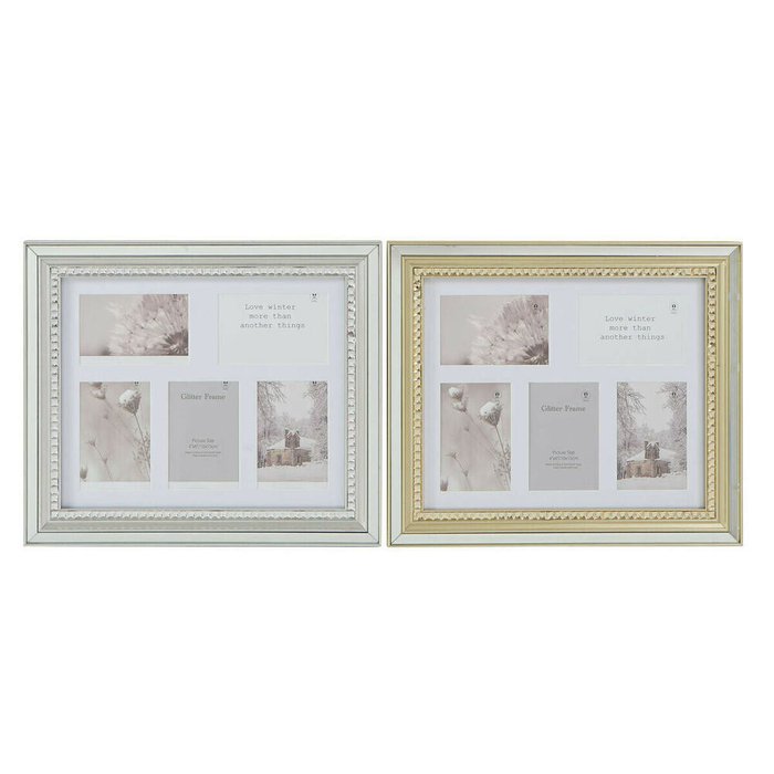 Фоторамка Luxury 46,5 x 2 x 40 cm Стеклянный Серебристый Позолоченный полистирол традиционный (2 штук)
