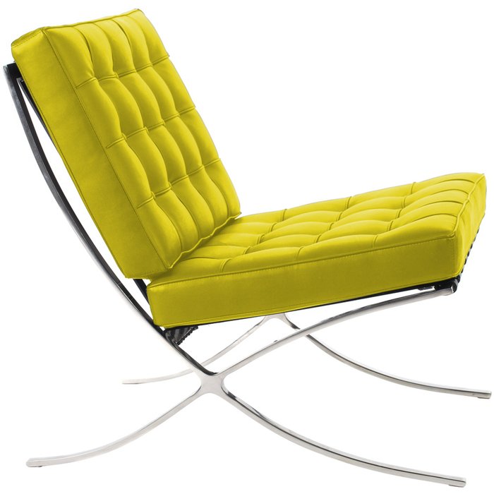 Кресло Barcelona Chair лимонного цвета - лучшие Интерьерные кресла в INMYROOM