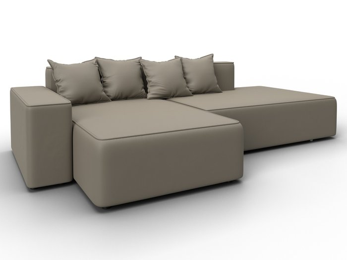 Угловой диван-кровать Лига-079 бежевого цвета левый (экокожа) - купить Угловые диваны по цене 66990