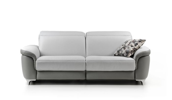 Прямой кожаный диван Bellona серого цвета - купить Прямые диваны по цене 374308.0