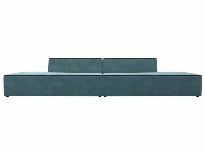 Прямой модульный диван Монс Лофт бирюзового цвета с коричневым кантом - купить Прямые диваны по цене 56999.0