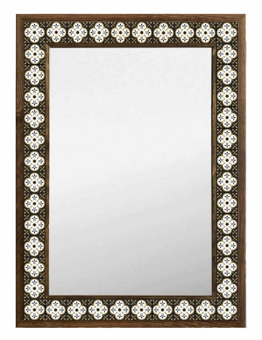 Настенное зеркало 53x73 с каменной мозаикой черно-белого цвета