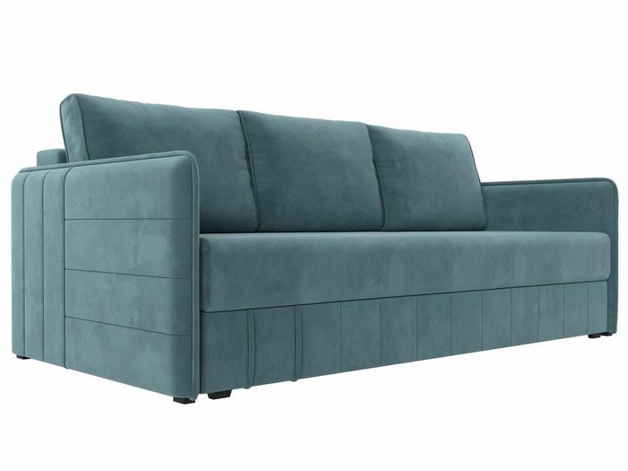 Прямой диван-кровать Слим бирюзового цвета с пружинным блоком
