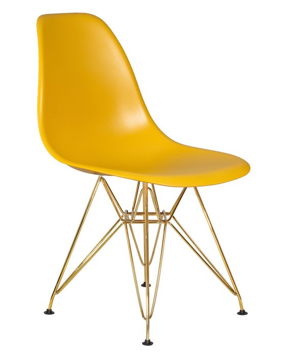 Стул обеденный желтого цвета с золотыми металлическими ножками - купить Обеденные стулья по цене 3490.0
