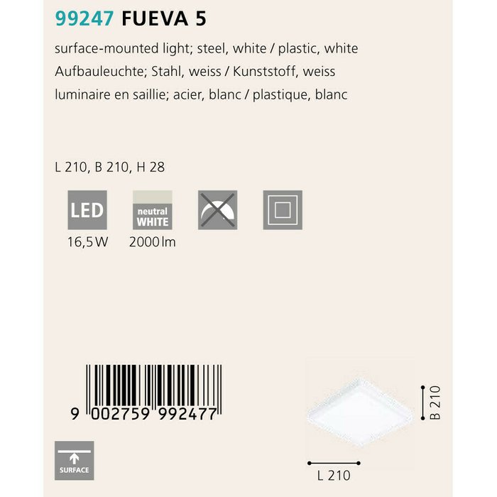 Светильник точечный Eglo Fueva 5 99247 - купить Накладные споты по цене 2790.0