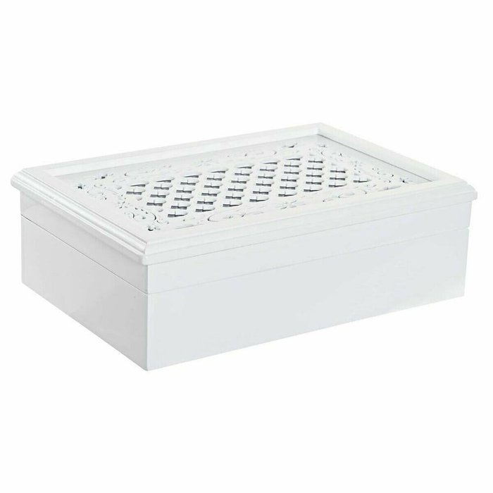 Шкатулка Часы 29 x 20 x 9,5 cm Стеклянный Лиловый Белый Деревянный MDF