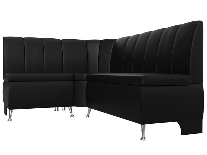 Кухонный угловой диван Кантри черного цвета (экокожа) левый угол - лучшие Угловые диваны в INMYROOM