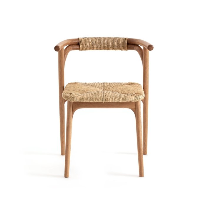 Кресло для столовой из дуба и соломы Fermyo бежевого цвета - купить Обеденные стулья по цене 46431.0