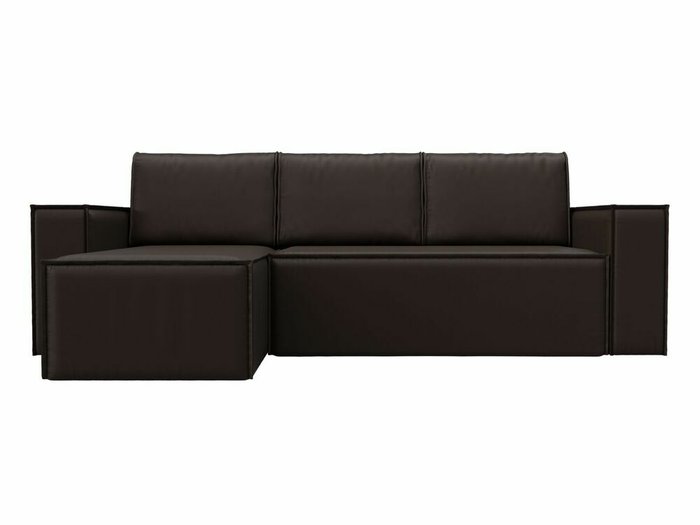Угловой диван-кровать Куба коричневого цвета (экокожа) левый угол - купить Угловые диваны по цене 55999.0