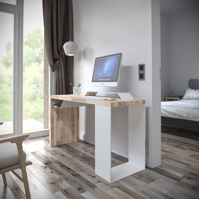 Рабочий стол  EcoComb-2 ясень белый - лучшие Офисные столы в INMYROOM