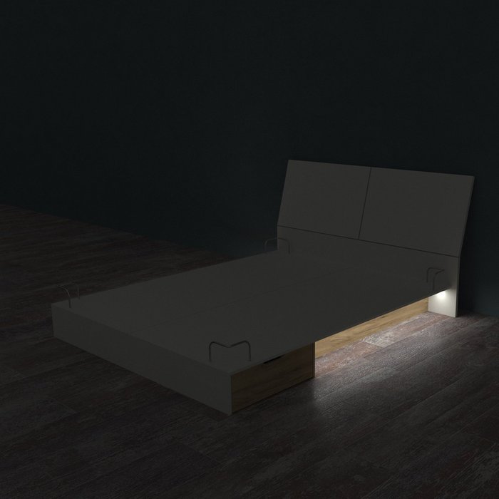 Кровать Лада 160х200 светло-серого цвета с ящиками и подсветкой - лучшие Кровати для спальни в INMYROOM Кровать Лада 160х200 светло-серого цвета с ящиками и подсветкой - лучшие Кровати для спальни в INMYROOM