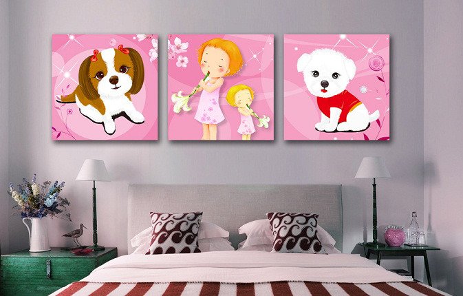 Триптих на холсте: Забавные щенки - купить Картины по цене 2890.0