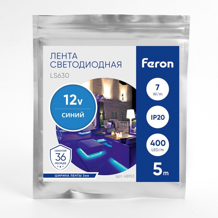 Светодиодная COB лента 400SMD(2110)/ 7Вт/м 12V синий Feron LS630 48953 - лучшие Светодиодная лента в INMYROOM Светодиодная COB лента 400SMD(2110)/ 7Вт/м 12V синий Feron LS630 48953 - лучшие Светодиодная лента в INMYROOM