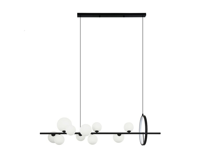 Люстра Иона черный (плафоны белые матовые) w120*28 h200 G9 10*5W+ Led 17W (4000K) (Led) (лампами не комплектуется) - купить Подвесные люстры по цене 21900.0 Люстра Иона черный (плафоны белые матовые) w120*28 h200 G9 10*5W+ Led 17W (4000K) (Led) (лампами не комплектуется) - купить Подвесные люстры по цене 21900.0