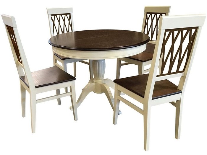 Обеденная группа из стола и четырех стульев коричневого цвета - купить Обеденные группы по цене 63484.0