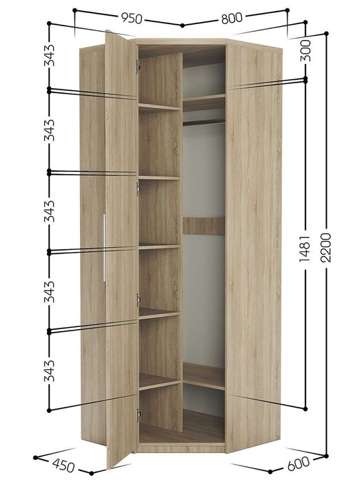 Угловой шкаф Мелодия МУ-12 95 цвета дуб сонома - лучшие Шкафы распашные в INMYROOM Угловой шкаф Мелодия МУ-12 95 цвета дуб сонома - лучшие Шкафы распашные в INMYROOM