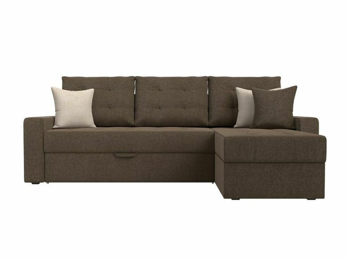 Угловой диван-кровать Ливерпуль коричневого цвета правый угол - купить Угловые диваны по цене 41999.0