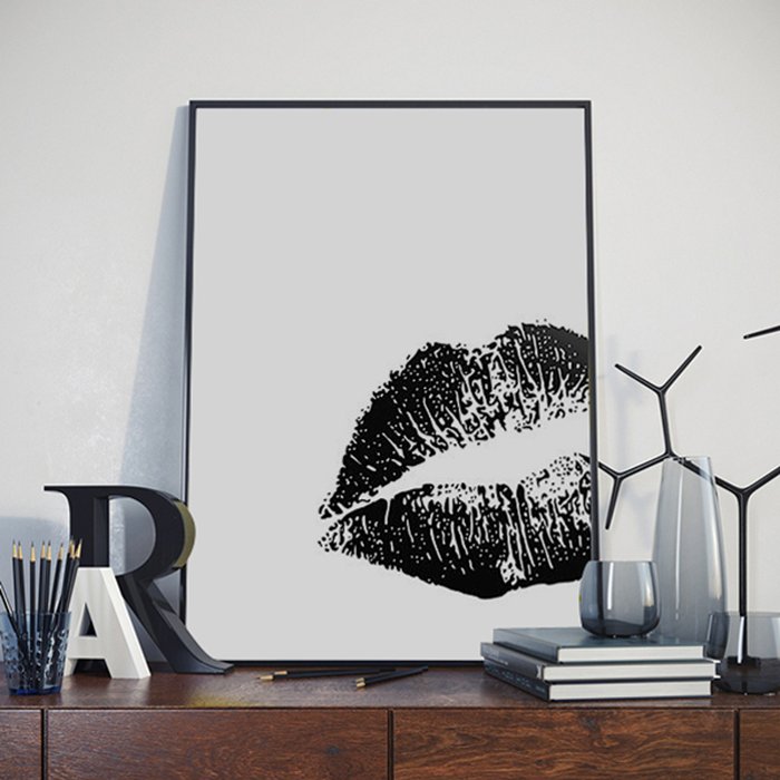 Постер "Kiss" А3 (черный) - купить Принты по цене 2500.0