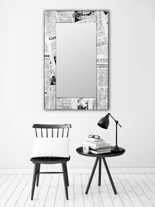 Настенное зеркало Ньюз Вик 50х65 черно-белого цвета - лучшие Настенные зеркала в INMYROOM