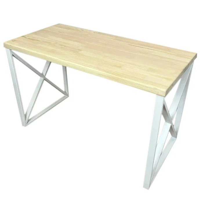 Обеденный стол Loft 130х60 на металлических ножках белого цвета