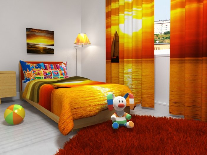 Комплект для спальной комнаты: Райский закат - купить Шторы по цене 3990.0
