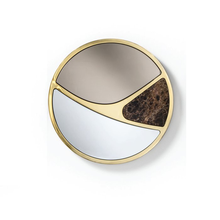 Круглое зеркало Delta в металлической раме золотого цвета