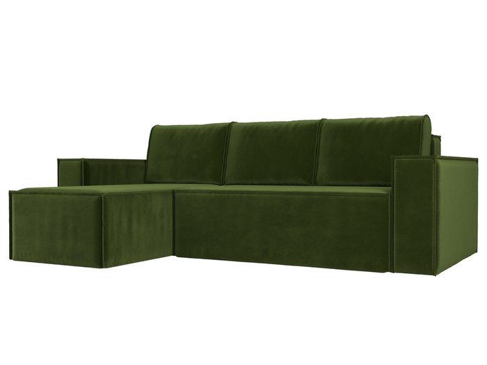 Угловой диван-кровать Куба зеленого цвета левый угол