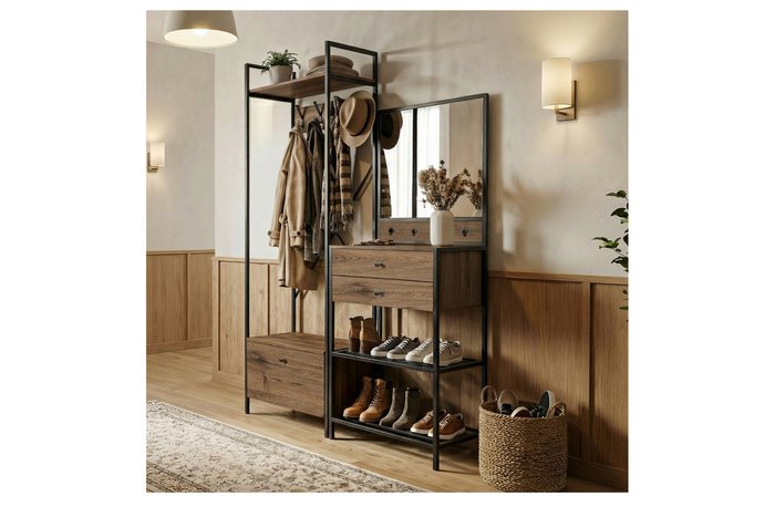 Настенное зеркало с крючками Велингтон 60х72 бежево-черного цвета - лучшие Настенные зеркала в INMYROOM Настенное зеркало с крючками Велингтон 60х72 бежево-черного цвета - лучшие Настенные зеркала в INMYROOM