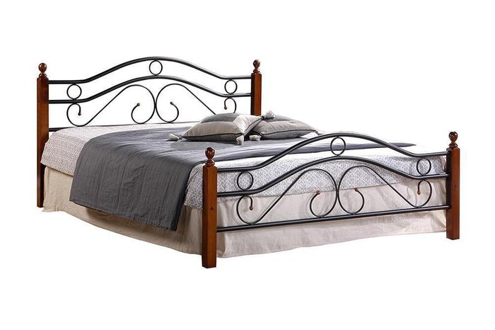 Двуспальная кровать металл дерево