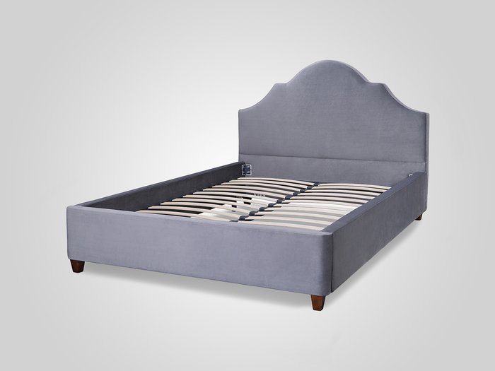 Кровать с обивкой из велюра серого цвета 140X200 - купить Кровати для спальни по цене 45200.0