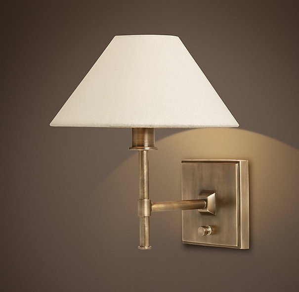 Бра Petite candlestick sconce vintage brass с льняным абажуром Бра Petite candlestick sconce vintage brass с льняным абажуром