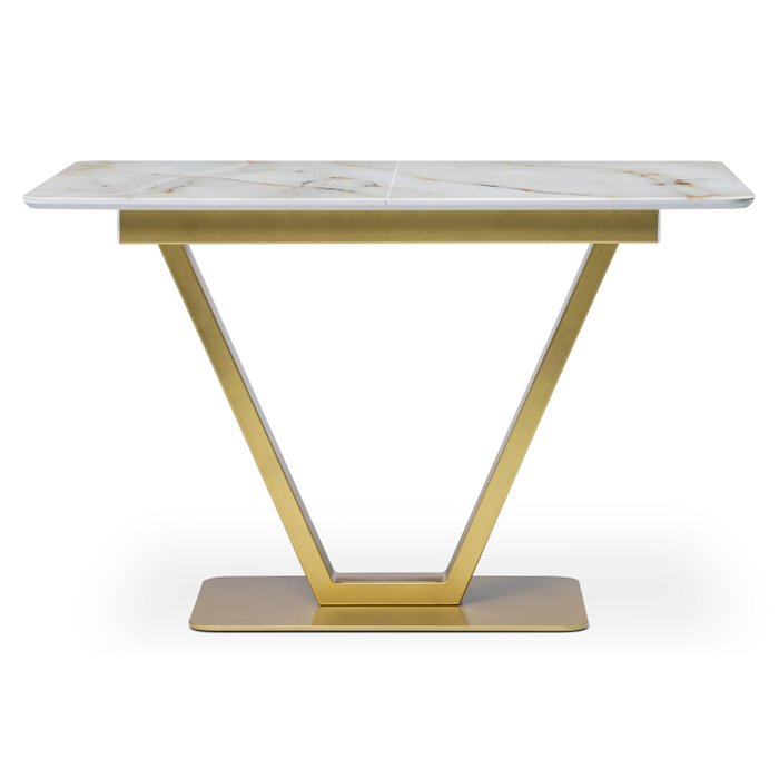 Раздвижной обеденный стол Бугун бело-золотого цвета - купить Обеденные столы по цене 25990.0