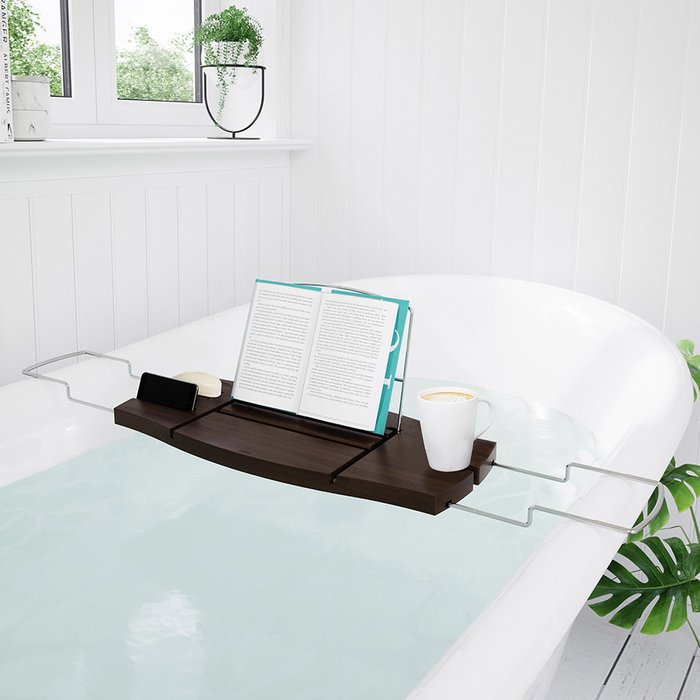 Полка для ванной Aquala орехового цвета ширина 71-94 см - лучшие Полки НА ванную в INMYROOM