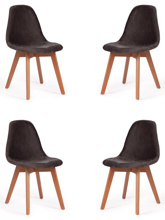 Комплект из четырех стульев Cindy серо-коричневого цвета