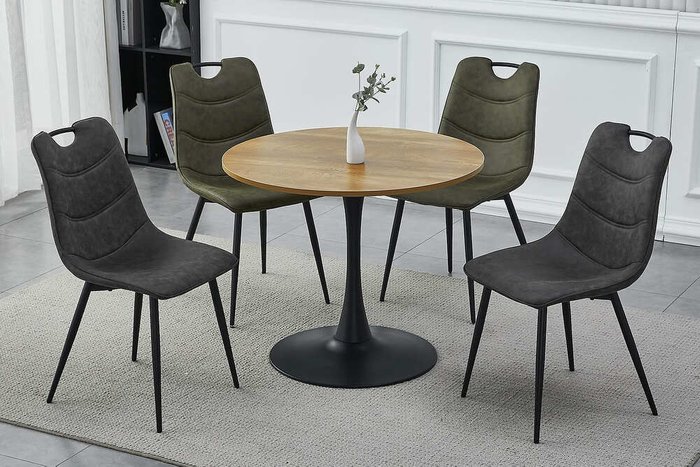 Стол обеденный Amadeo 90 бежево-черного цвета - лучшие Обеденные столы в INMYROOM