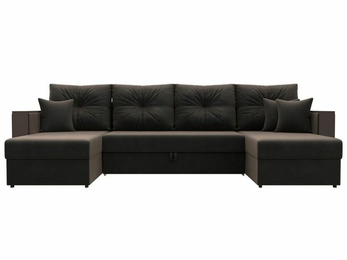 Угловой диван-кровать Валенсия П-образный коричневого цвета - купить Угловые диваны по цене 68999.0