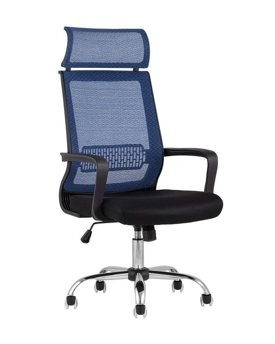 Кресло офисное Top Chairs Style черно-голубого цвета