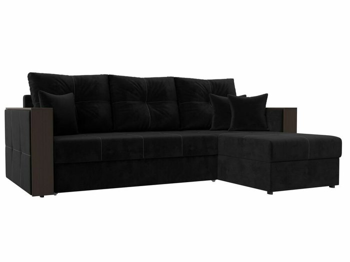 Угловой диван-кровать Валенсия черного цвета правый угол