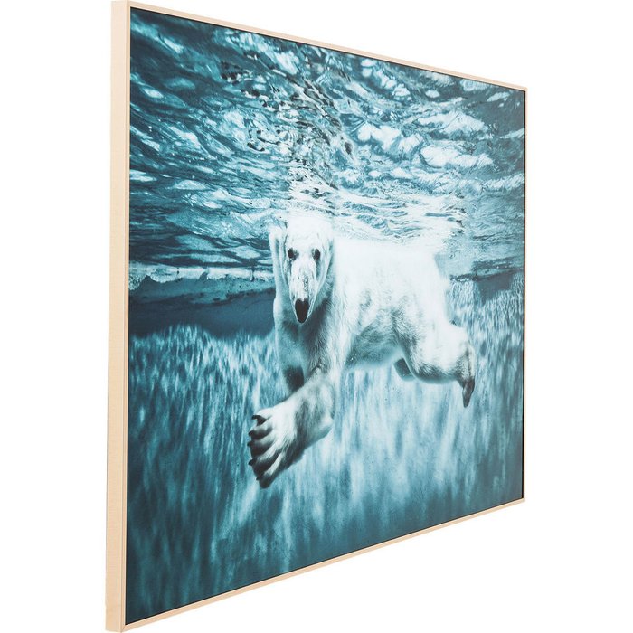 Принт Swimming Polar Bear 80х120 бирюзового цвета - купить Принты по цене 22200.0