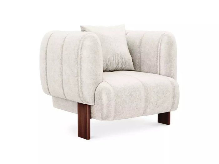 Кресло Cassis молочного цвета с коричневыми ножками