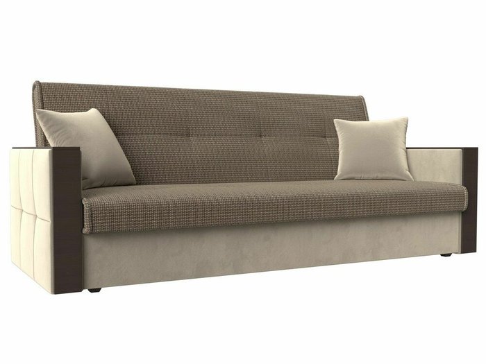 Прямой диван-кровать Валенсия бежево-коричневого цвета