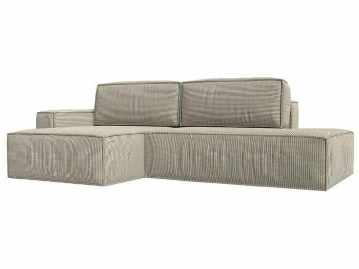 Угловой диван-кровать Прага модерн серо-бежевого цвета левый угол