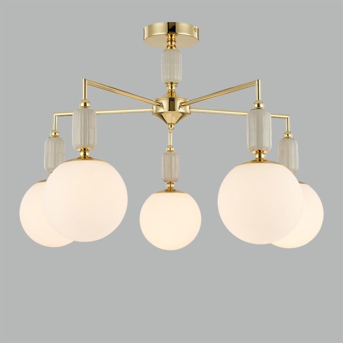 Люстра для гостиной потолочная на штанге Lumion Vivien 6580/5C французское золото, серый/белый металл, керамика/стекло E14 5*40W 220V - лучшие Потолочные люстры в INMYROOM Люстра для гостиной потолочная на штанге Lumion Vivien 6580/5C французское золото, серый/белый металл, керамика/стекло E14 5*40W 220V - лучшие Потолочные люстры в INMYROOM