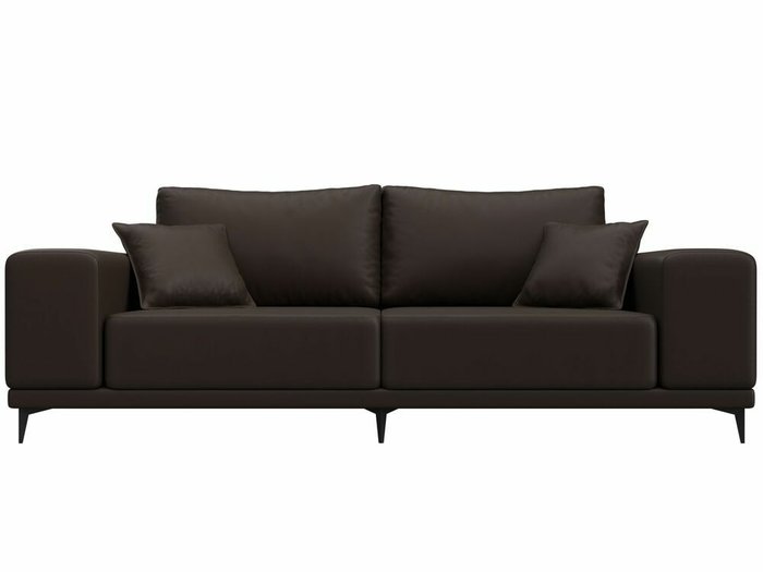 Прямой диван Льюес темно-коричневого цвета (экокожа) - купить Прямые диваны по цене 39999.0