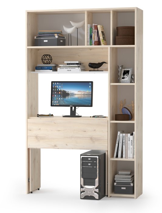 Стол компьютерный с системой хранения Комфорт светло-бежевого цвета - купить Письменные столы по цене 12583.0