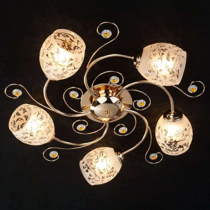 Потолочный светильник с плафонами 9677/5 золото Roksana - лучшие Потолочные люстры в INMYROOM