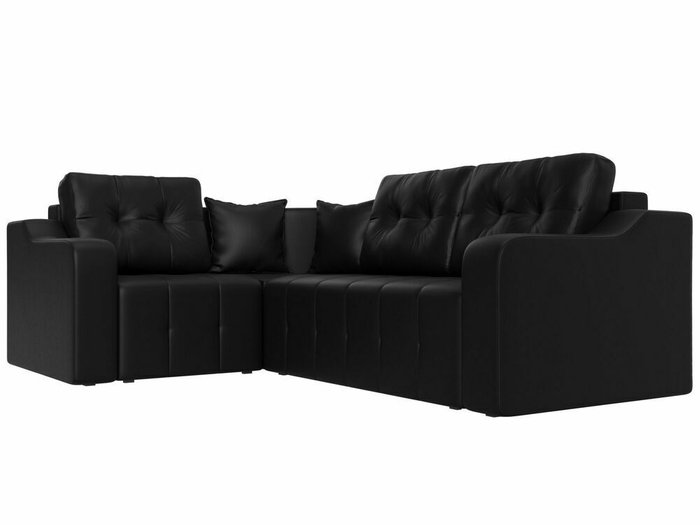 Угловой диван-кровать Кембридж черного цвета (экокожа) левый угол - лучшие Угловые диваны в INMYROOM